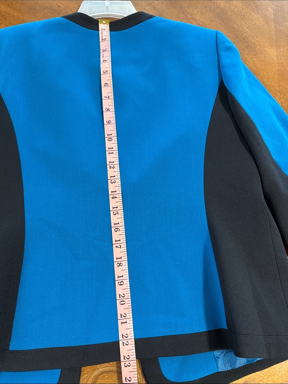 Jones Studio Teal 3/4 Sleeve Open Front Blazer with Black Trim Size 10 - Picture 4 of 5